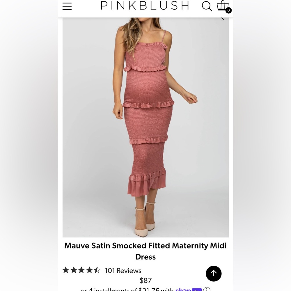 Pink Blush Maternity Smocked Midi Dress